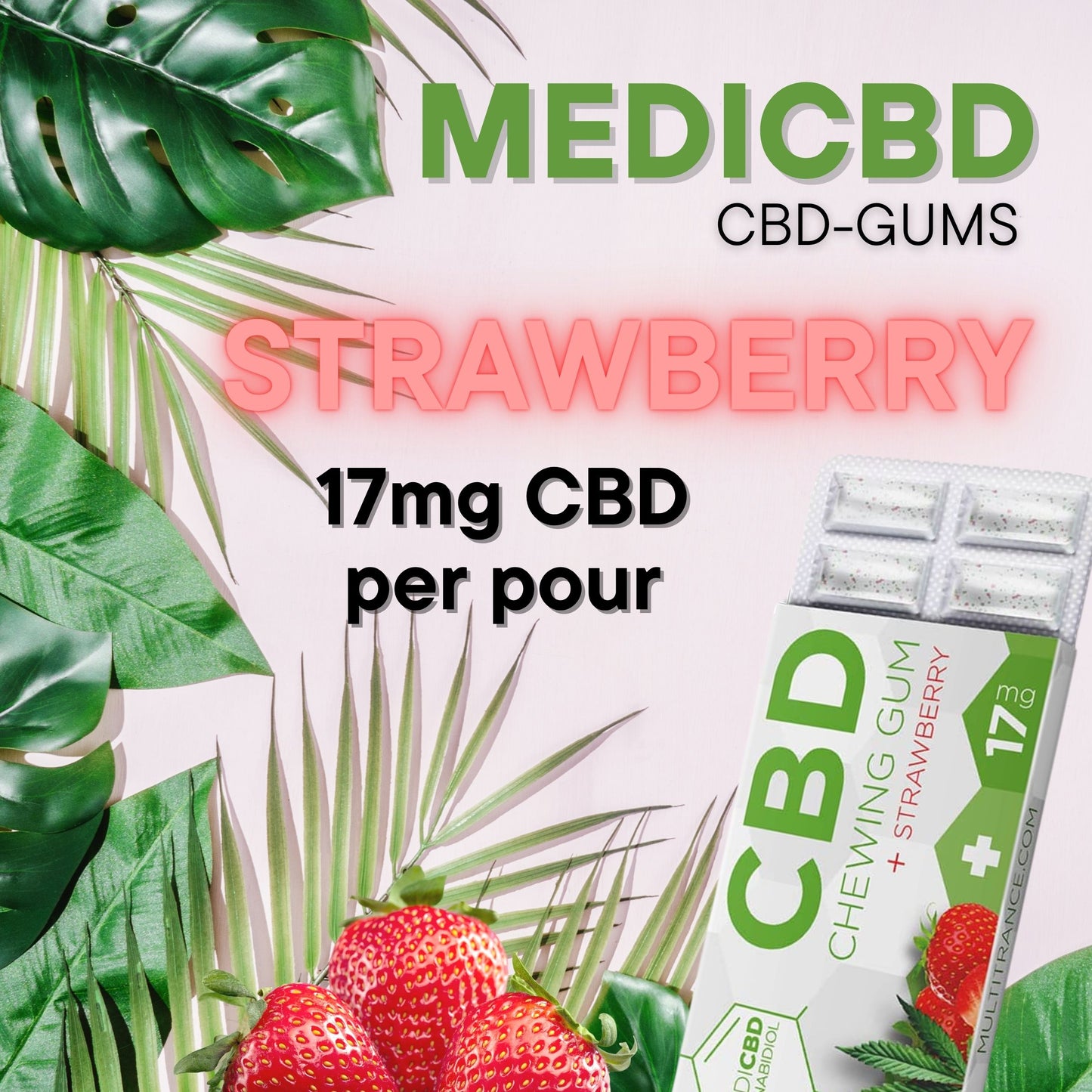 MED|CBD -Bubblegum mansikka, 17mg