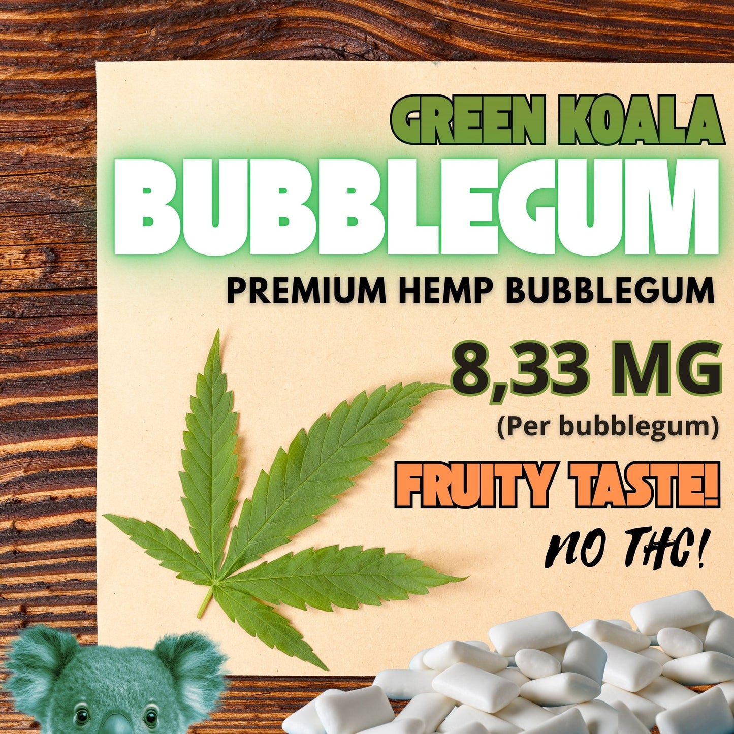 GREEN KOALA -Bubblegum, Hedelmä, 8,33mg